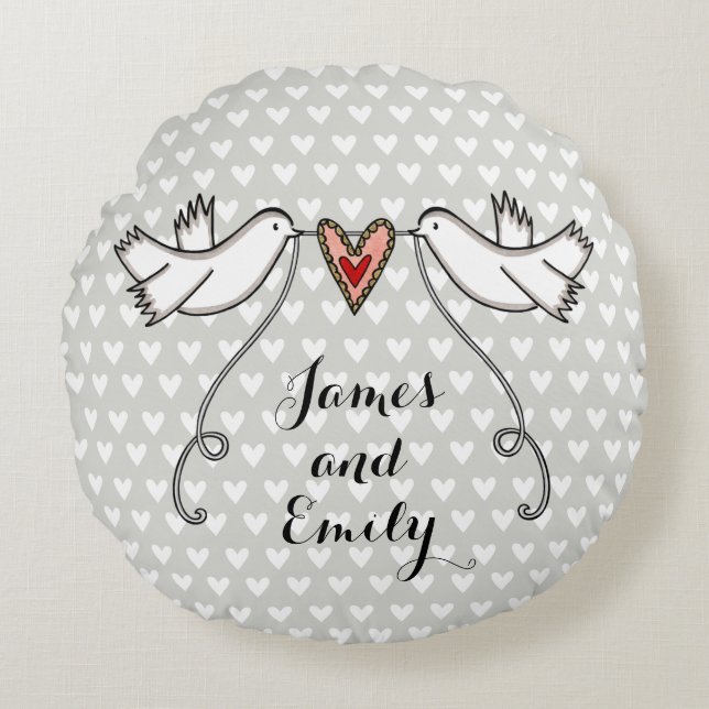 Personalized White Doves Wedding Gift cushion (Front)