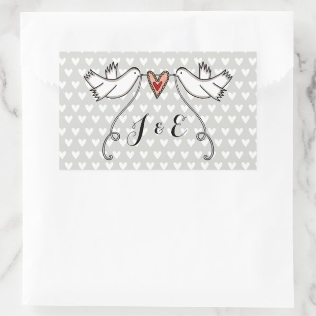 Personalized White Doves Wedding Sticker (Bag)