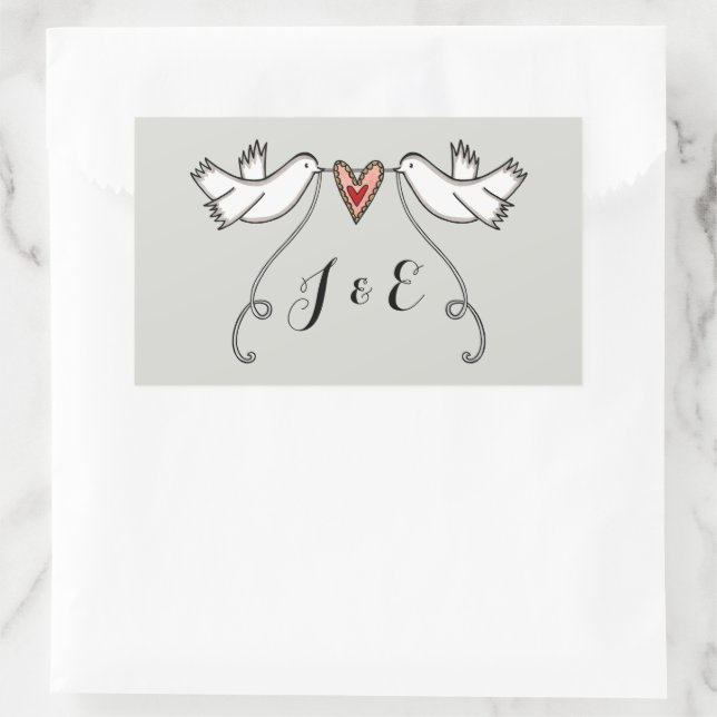 Personalized White Doves Wedding Sticker (Bag)