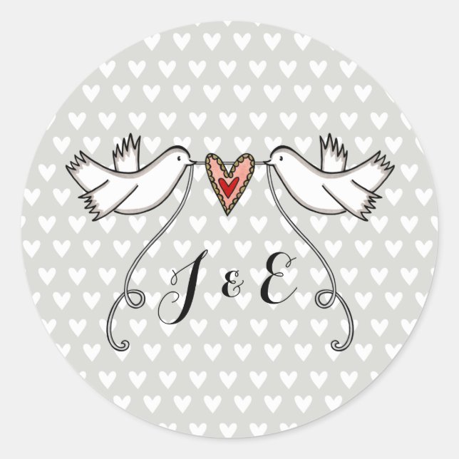 Personalized White Doves Wedding Sticker (Front)