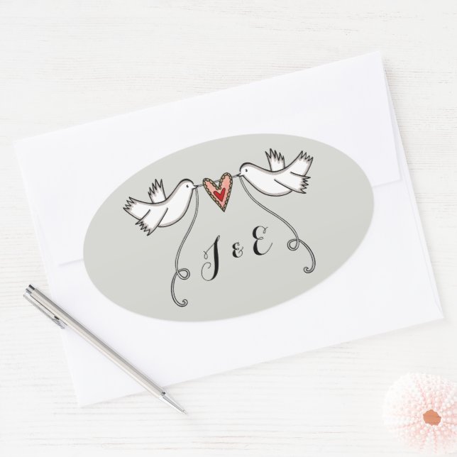 Personalized White Doves Wedding Sticker (Envelope)
