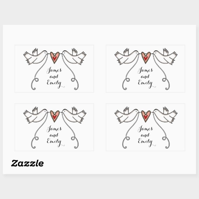 Personalized White Doves Wedding Sticker (Sheet)
