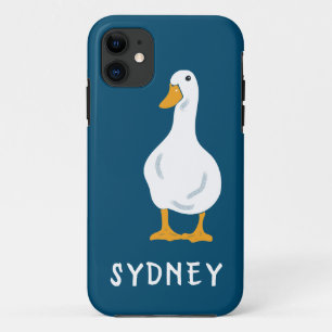 Personalized White Duck Illustration iPhone 11 Case