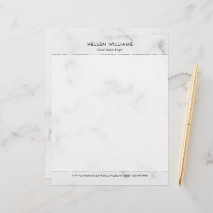 Personalized white faux marble Silver Accent Custom Letterhead
