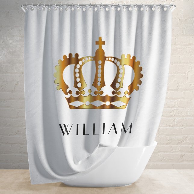 Personalized White Gold Royal Crown  Shower Curtain (Creator Uploaded)