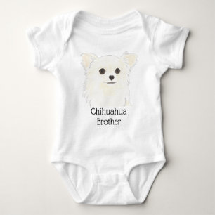 Personalized White Long Haired Chihuahua Dog Baby Bodysuit