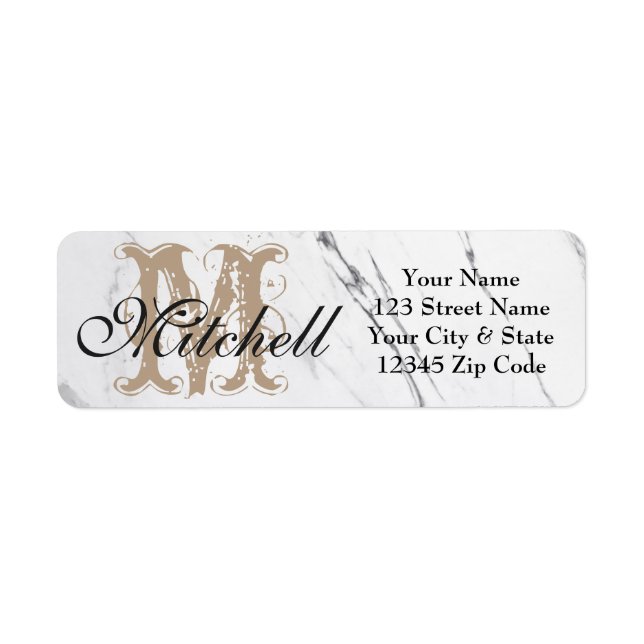 Personalized White Marble return address labels (Front)