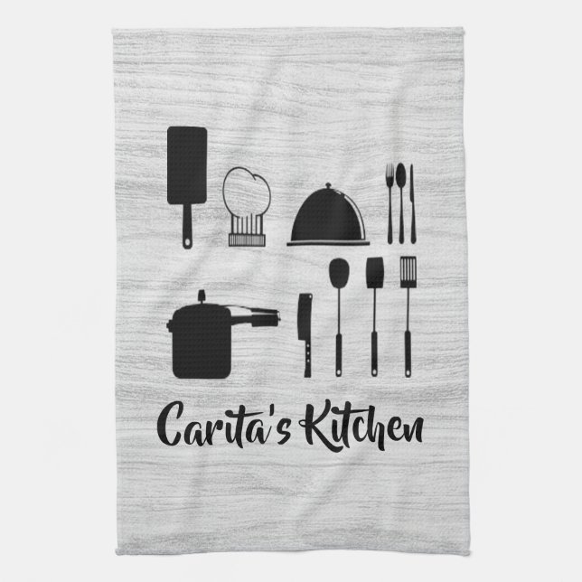 Personalized White Wood Texture Kitchen Towels (Vertical)