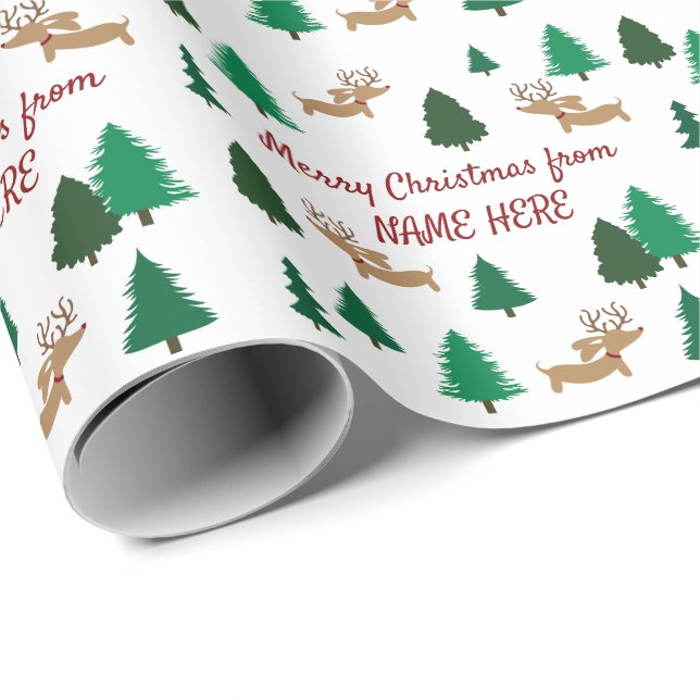 Personalized Wiener Dog Gift Wrap Wrapping Paper (Roll Corner)
