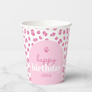 Personalized Wild Girl Pink Birthday Happy Paper Cups