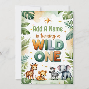 Personalized Wild One 1st Birthday Invitation Card