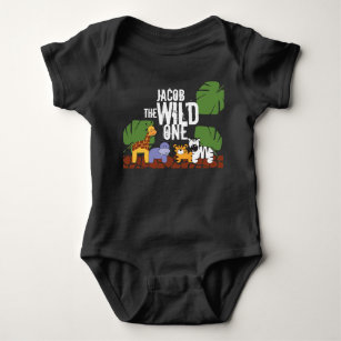 Personalized WILD ONE Blue Safari 1st Birthday Baby Bodysuit