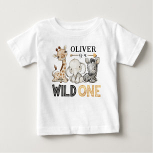 Personalized WILD ONE Safari First Birthday Baby T-Shirt