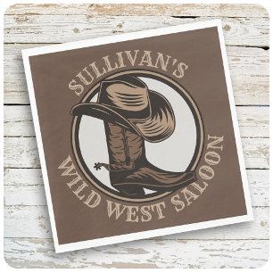 Personalized Wild West Saloon Western Cowboy Napkin