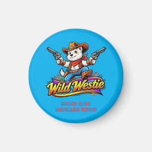 Personalized Wild Westie Cowboy Dog Magnet