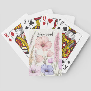 Personalized Wildflower Botanical  Playing Cards