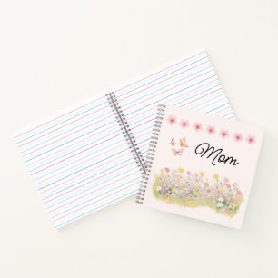 Personalized Wildflower Butterfly Spiral Notebook