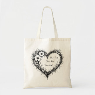 Personalized Wildflower Heart Tote Bag