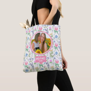 Personalized Wildflower Mom Photo Mother's Day  Tote Bag