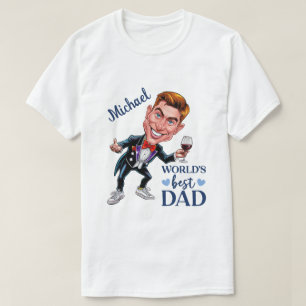 Personalized Wine-Loving Dad Caricature T-Shirt