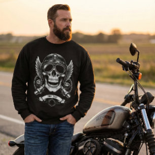 Personalized Winter Biker Skull Motorcycle Sweatshirt