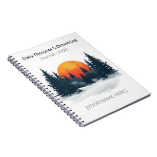 Personalized Winter Forest Watercolor Notebook