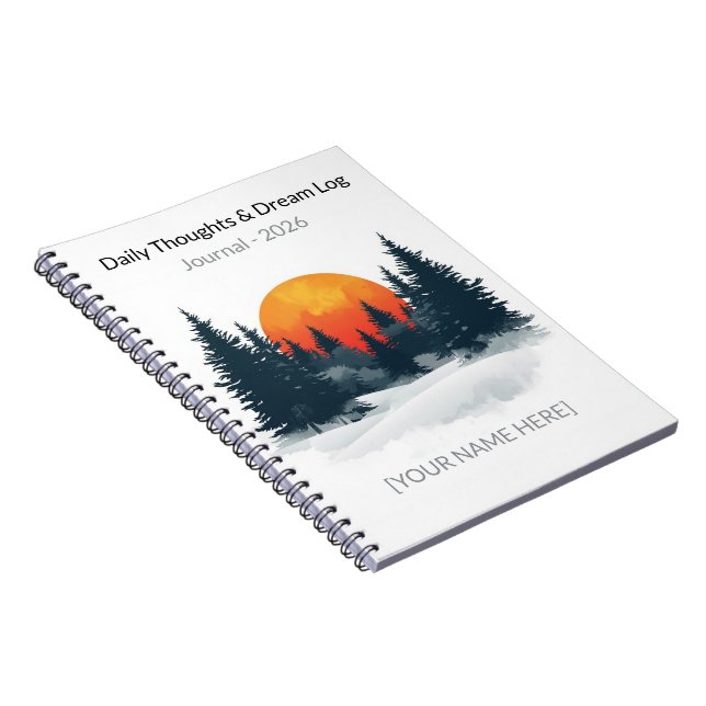 Personalized Winter Forest Watercolor Notebook (Right Side)
