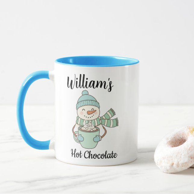 Personalized Winter Hot Chocolate Mug – Snowman  (With Donut)