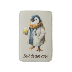 Personalized Winter Penguin “Best Doctor Ever” Bath Mat