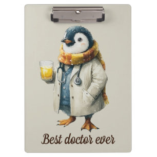 Personalized Winter Penguin “Best Doctor Ever” Clipboard