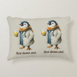 Personalized Winter Penguin “Best Doctor Ever” Decorative Cushion