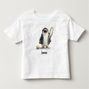 Personalized Winter Penguin Tennis Kid Toddler T-Shirt