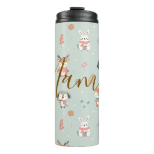 Personalized winter woodland animals thermal tumbler