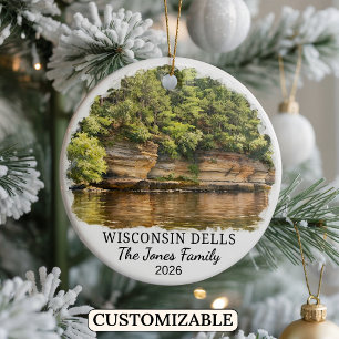 Personalized Wisconsin Dells Ornament, Wisconsin Ceramic Ornament