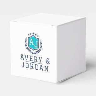 Personalized wite blue Monogram Wedding Favour Box