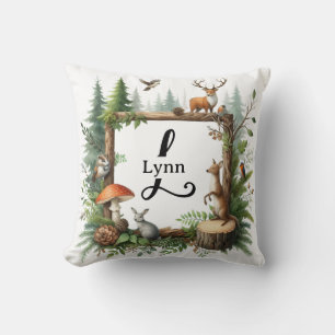 Personalized Woodland Animals Monogram Cushion