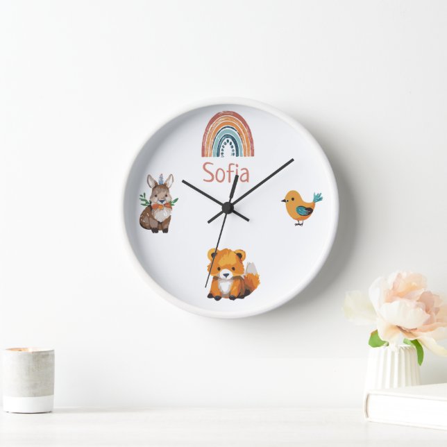 Personalized Woodland Animals Nursery Clock (Home)