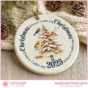 Personalized Woodland Birds Heaven and Nature Sing Ceramic Ornament