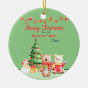 Personalized Woodland Christmas  Ceramic Ornament