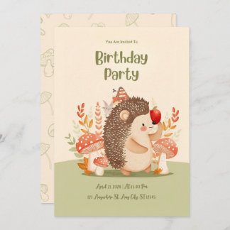 Personalized Woodland Hedgehog Birthday Invitation