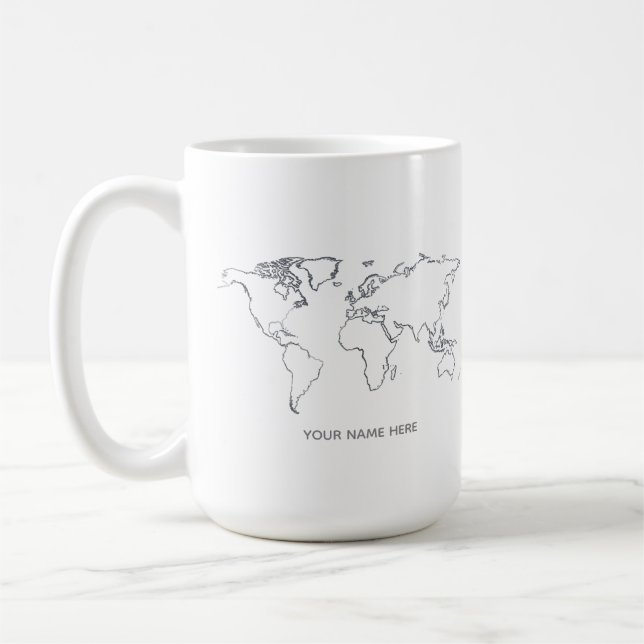 Personalized World Map Line Art Mug (Left)