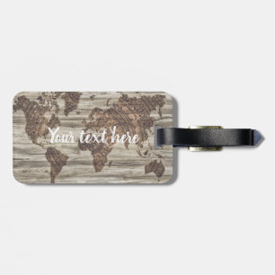 Personalized world map quote luggage tag