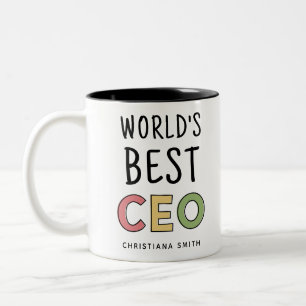 Personalized World's Best CEO Two-Tone Coffee Mug
