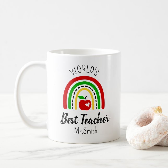 Personalized World's Best Teacher Coffee Mug (With Donut)