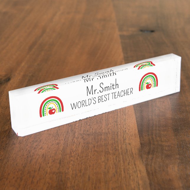 Personalized World's Best Teacher Name Plate (Side)