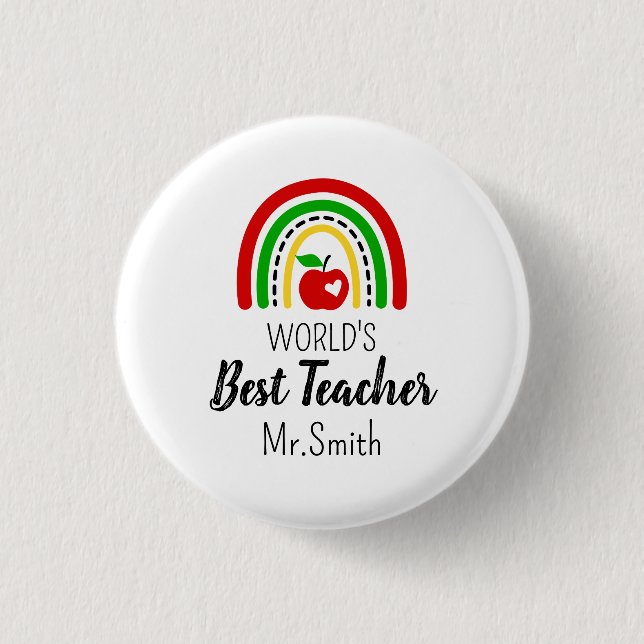 Personalized World's Best Teacher Round badge (Front)