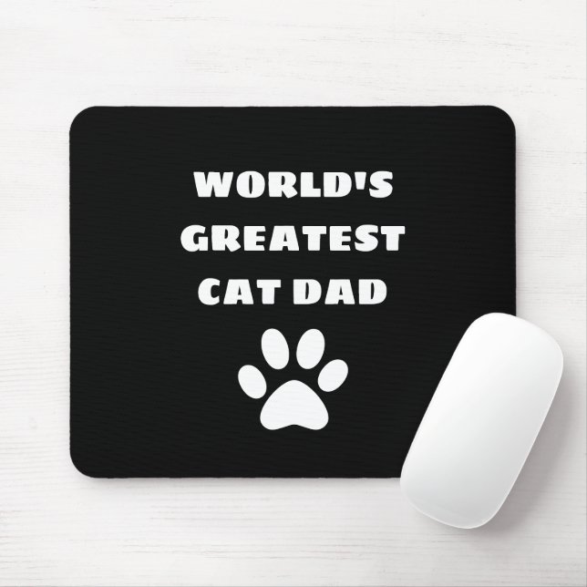 Personalized World's Greatest Cat Dad Custom Text Mouse Pad (With Mouse)