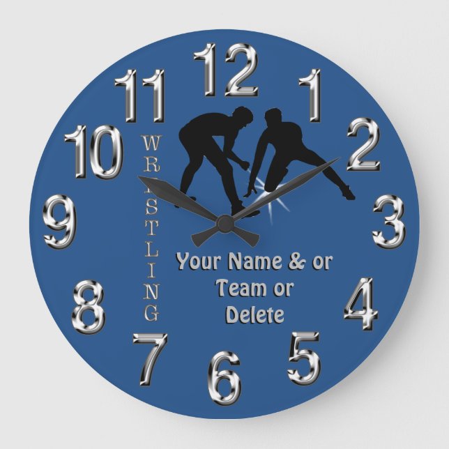 PERSONALIZED Wrestling Clocks Your TEXT and COLORS (Front)