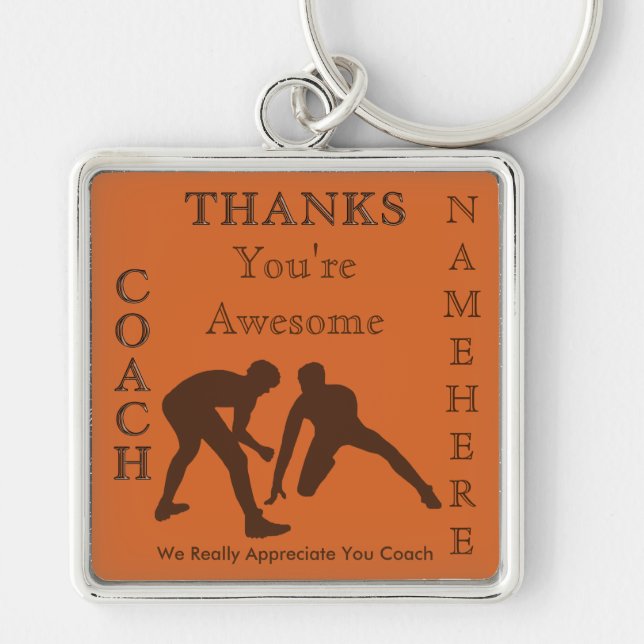 PERSONALIZED Wrestling Gifts for Coaches Key Ring (Front)