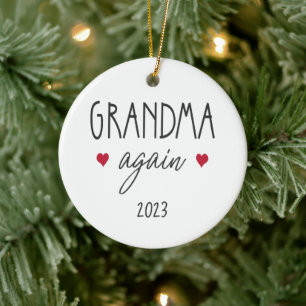 Personalized year Grandma Again Christmas Holiday Ceramic Ornament